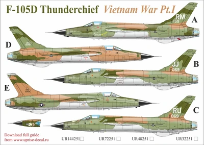 UR48251  декали  F-105D Thunderchief Vietnam War  Pt,1 with stencils  (1:48) 2000002140849
