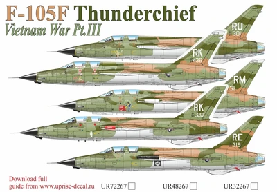 UR48267  декали  F-105F Thunderchief Vietnam War  Pt.3 with stencils  (1:48) 2000002194521