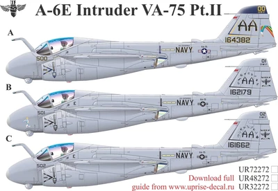 UR48272  декали  A-6E Intruder VA-75 Pt.II with stencils  (1:48) 2000002172772
