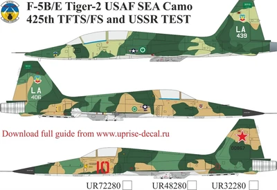 UR48280  декали  F-5B/E Tiger-II SEA CAMO 425 TFTS+USSR Test  (1:48) 2000002172970