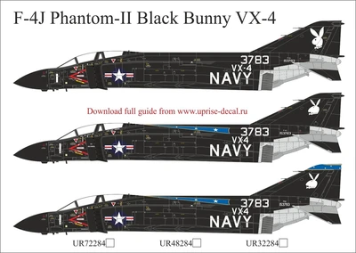 UR48284  декали  F-4J Phantom-II Black Bunny VX-4 with stencils  (1:48) 2000002172574
