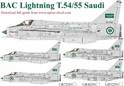UR48291  декали  BAC Lightning T54/55 Saudi with stencils  (1:48) 2000002180340