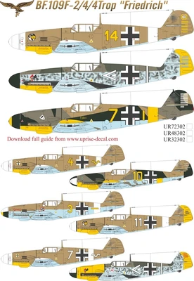 UR48302  декали  Bf.109F-2/4 Pt.1 with stencils  (1:48) 2000002185758