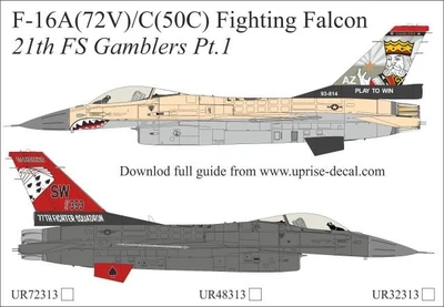 UR48313  декали  F-16C/V Fighting Falcon 21th FS Gamblers Pt.I  (1:48) 2000002198086