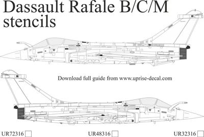 UR48316  декали  Dassault Rafale C/B/M stencils  (1:48) 2000002198093