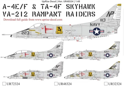 UR48324  декали  A-4E/F & TA-4F Skyhawk VA-212 with stencils  (1:48) 2000002204565
