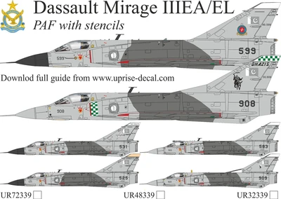 UR48339  декали  Dassault Mirage IIIEA/EL Pakistan Air Force with stencils  (1:48) 2000002221654