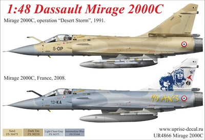 UR4866  декали  Mirage 2000C Desert Storm &"90-ans"  (1:48) 2000002141013