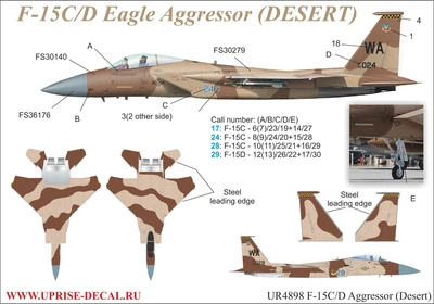 UR4898  декали  F-15C/D Eagle Aggressor (Desert)  (1:48) 2000002141044