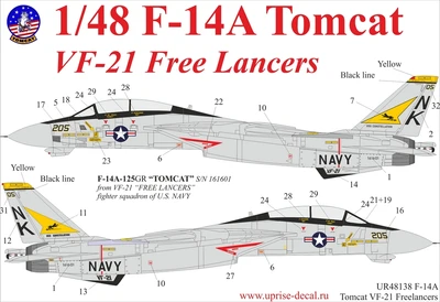 UR72138  декали  F-14A Tomcat VF-21 Lancer, with stencils  (1:72) 2000002141082