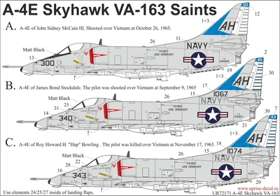 UR72171  декали  A-4E Skyhawk "Hanoi Hilton - guests from VA-163" with stencils  (1:72) 2000002141211