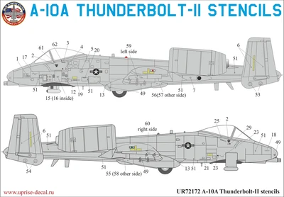 UR72172  декали  A-10A Thunderbolt stencils  (1:72) 2000002141228