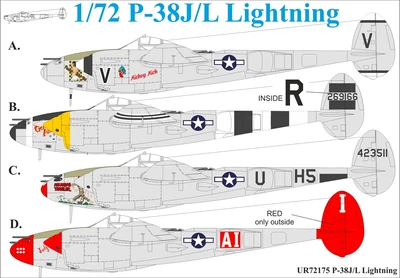 UR72175  декали  P-38J/L Lightning  (1:72) 2000002141242