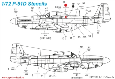 UR72179  декали  P-51D Mustang stencils  (1:72) 2000002141273