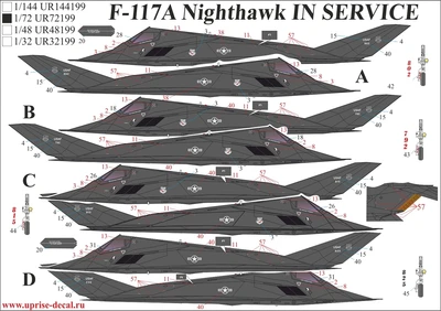 UR72199  декали  F-117A Nighthawk "In Service"  (1:72) 2000002141433