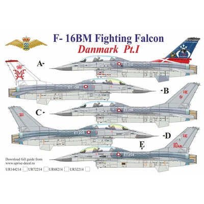 UR72214  декали  F-16BM Fighting Falcon Danmark Pt.1  (1:72) 2000002141532