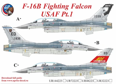 UR72223  декали  F-16B Fighting Falcon USAF Pt.1  (1:72) 2000002141624