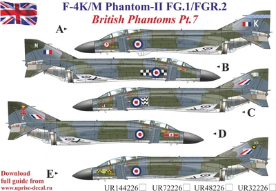UR72226  декали  F-4K/M British Phantom-II (FG.1/FGR.2) Pt.7  (1:72) 2000002141655