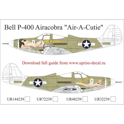 UR72239  декали  P-400 Airacobra Air-A-Cutie with stencils  (1:72) 2000002141761