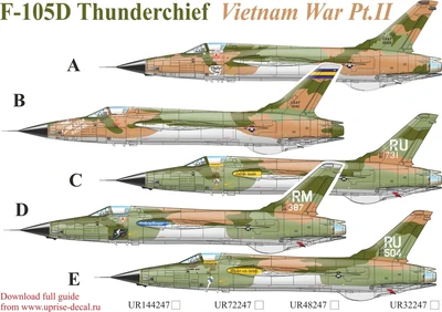 UR72247  декали  F-105D Thunderchief Vietnam War  Pt,2 with stencils  (1:72) 2000002141815