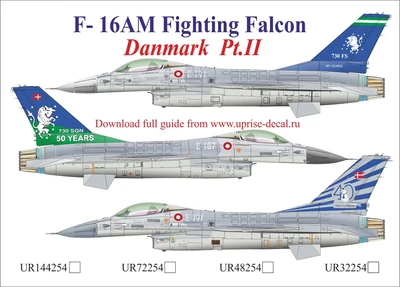 UR72254  декали  F-16AM Fighting Falcon Danmark Pt.II  (1:72) 2000002141884