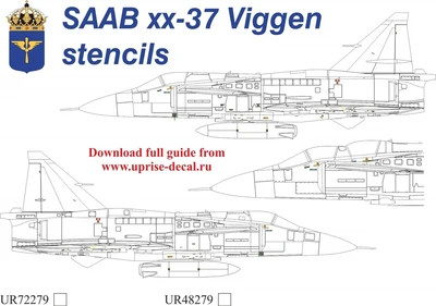 UR72279  декали  SAAB xx37 Viggen HI-Viz stencils with insignia  (1:72) 2000002172949