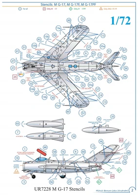 UR7228  декали  M&G-17 Stencils  (1:72) 2000002141976