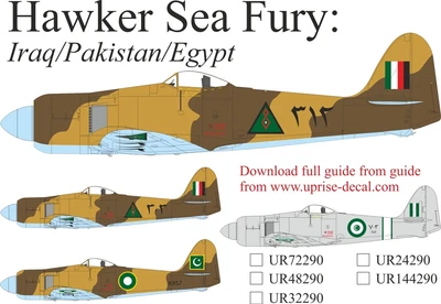 UR72290  декали  Hawker Sea Fury Egypt/Iraq/Pakistan  (1:72) 2000002180258