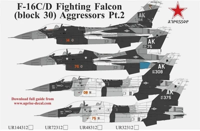 UR72312  декали  F-16C/D Fighting Falcon, Aggressors Pt.2 (Aliaska Arctic)  (1:72) 2000002204619