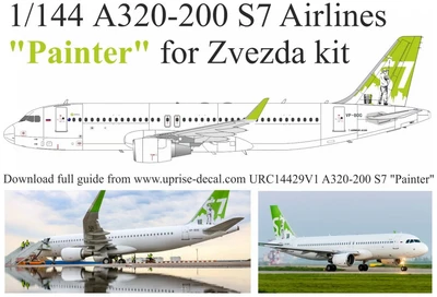 URC14429V1  декали  A320-200 S7 Airlines VP-BOG "Painter" with stencils  (1:144) 2000002186113