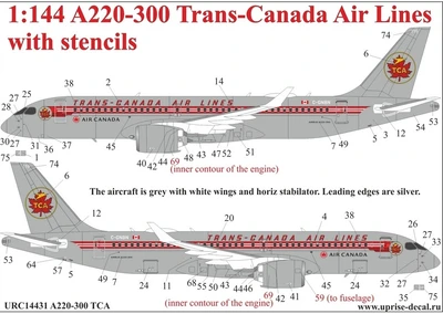 URC14431  декали  A220-300 Trans Canada Air Lines Retro  (1:144) 2000002148555