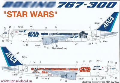 URC14432  декали  Boeing 767-300 'Star Wars ANA' (1:144) 2000002148562