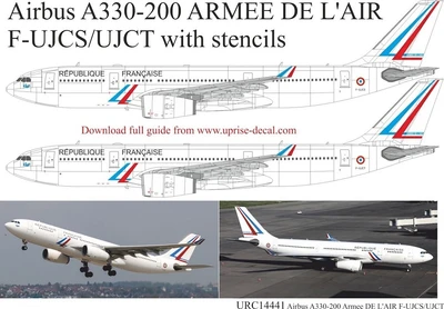 URC14441  декали  Airbus A330-200 ARMEE DE L'AIR F-UJCS/UJCT with stencils (for Zvezda kit)  (1:144) 2000002221241