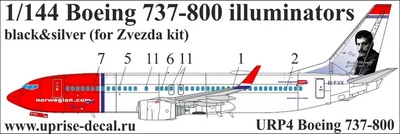 URP4  декали  Boeing 737-800 for Zvezda kit (black)  (1:144) 2000002150459