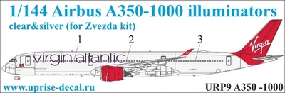 URP9  декали  Airbus A350 for Zvezda kit (clear)  (1:144) 2000002150497