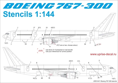URS14411  декали  Boeing 767-300 stencils  (1:144) 2000002142096