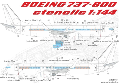 URS14414  декали  Boeing 737-700/800 (for Zvezda)  (1:144) 2000002149279