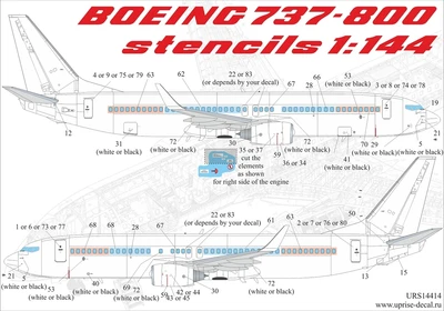 URS14414L  декали  Boeing 737-700/800 stencils  (1:144) 2000002142102