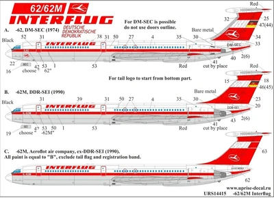 URS14415  декали  I-62/62M Interflug (for Zvezda)  (1:144) 2000002148364