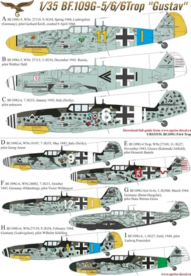 URS3515L  декали  Bf.109G-5/6/6 Trop without stencils for Border kit  (1:35) 2000002142119