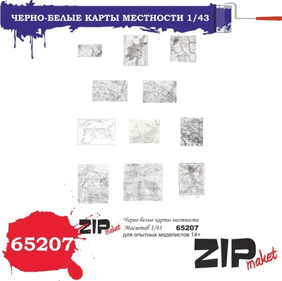 65207  дополнения из бумаги  Черно-белые карты местности  (1:43) 2000000113692
