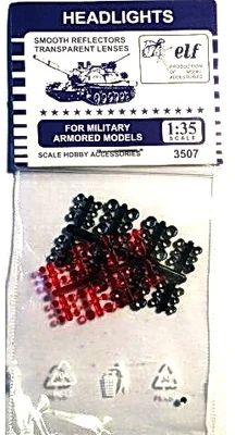 3507  дополнения из пластика  Smooth Reflectors Transparent Lenses. Red 48шт.  (1:35) 2000000161723
