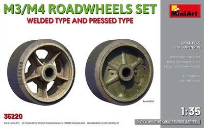 35220  дополнения из пластика  M3/M4 ROADWHEELS SET. WELDED TYPE AND PRESSED TYPE  (1:35) 4820183312839