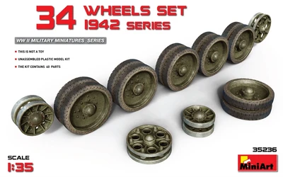 35236  дополнения из пластика  Танк-34 WHEELS SET 1942 series  (1:35) 2000002062370