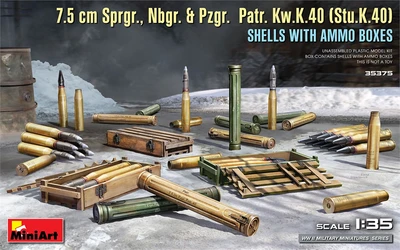 35375  дополнения из пластика  7.5 cm Sprgr., Nbgr. & Pzgr. (Stu.K.40) SHELLS & BOXES  (1:35) 4820183314253