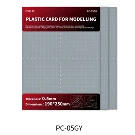PC-05GY  дополнения из пластика  Пластиковый лист для моделирования 0.5 мм, 190х250 мм 6970845567218