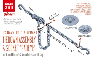 GR48205  дополнения из смолы   TIEDOWN ASSEMBLY & SOCKET “PADEYE”  (1:48) 2000002156215