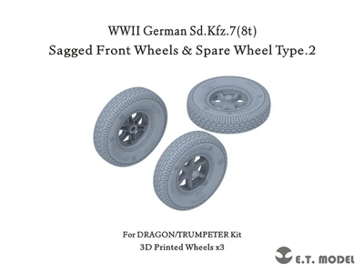 P35-133  дополнения из смолы  German Sd.Kfz.7(8t) - Sagged Front Wheels + Spare Wheel Type 2  (1:35) 2000002168164