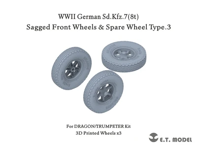 P35-134  дополнения из смолы  German Sd.Kfz.7(8t) - Sagged Front Wheels + Spare Wheel Type 3  (1:35) 2000002168171