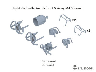 P35-260  дополнения из смолы  Lights Set With Guards For U.S.Army M4 Sherman (Universal)  (1:35) 2000002183105